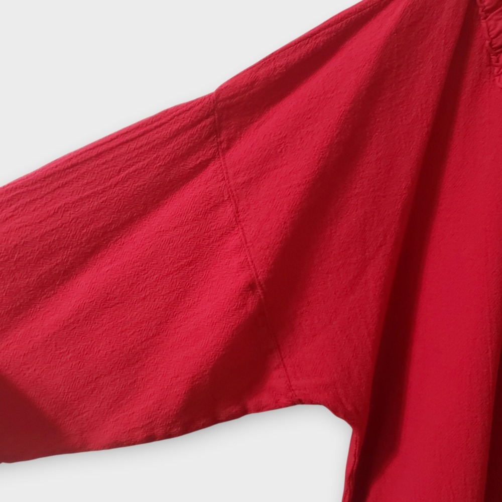 Oh My Gauze Red Artsy 100% Cotton Asymmetric Tunic Top Size 2 L/XL Lagenlook - Picture 4 of 11